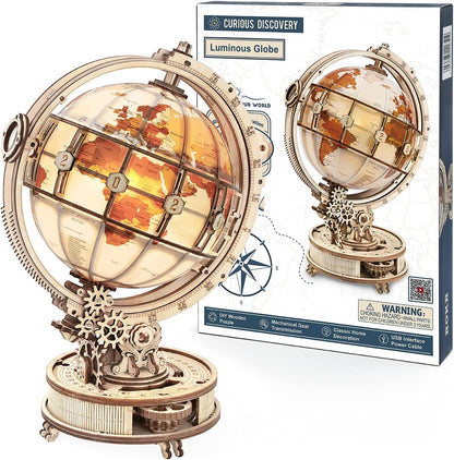 Luminous Globe 3D Wooden 180PCS Model Building Block Kits Toy