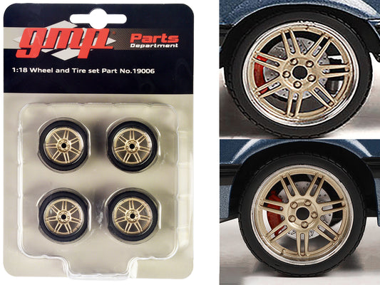 7-spoke custom wheel & tire set of 4 pieces from "1989 ford mustang 5.0 lx" 1/18