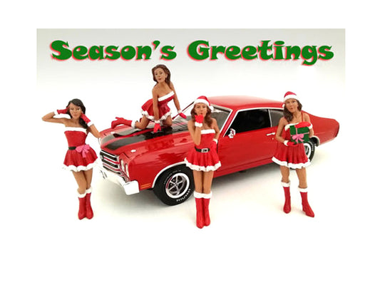 christmas girls 4 pieces figure set for 1:18 scale diecast model cars