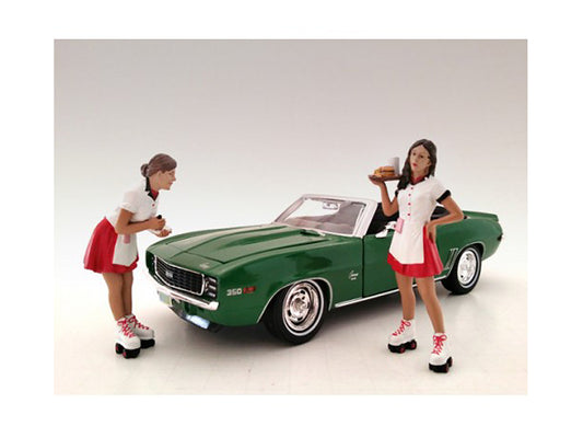carhop waitress brittany and grace 2 piece figurine set for 1/24 models