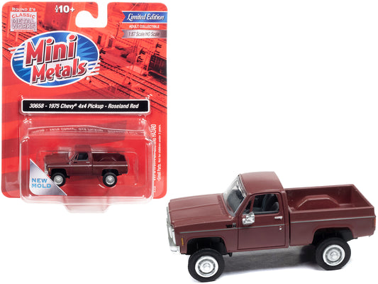1975 chevrolet 4x4 pickup truck roseland red 1/87 (ho) scale model car