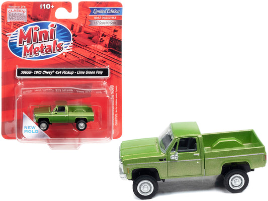 1975 chevrolet 4x4 pickup truck lime green metallic 1/87 (ho) scale model car