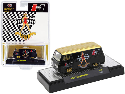 1963 ford econoline van "hurst" black with gold top limited edition to 5500 pieces worldwide 1/64 diecast model car
