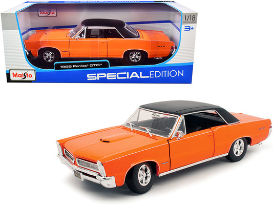 1965 pontiac gto hurst orange with black top and white stripes \special edition\" 1/18 diecast model car