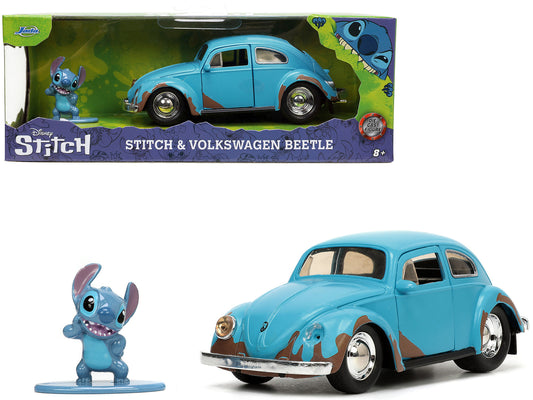 volkswagen beetle weathered stitch diecast figure lilo 1/32 model car