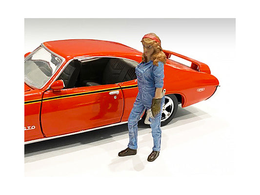 retro female mechanic iii figurine for 1/24 scale models