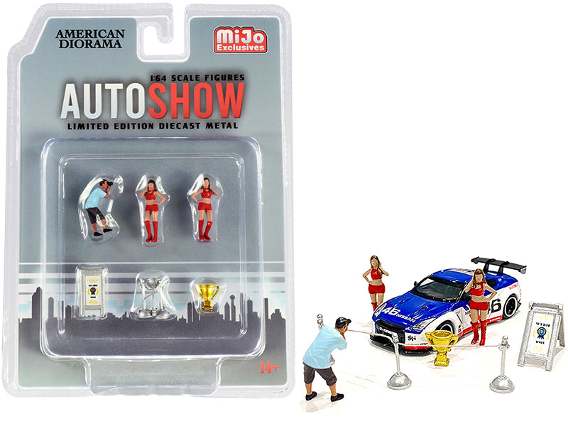 auto show diecast set of pieces figurines and accessories for 1/64 scale models
