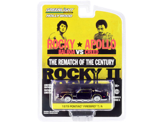 1979 pontiac firebird trans am t/a black with hood bird "rocky ii" (1979) movie "hollywood series" release 5 1/64 diecast model car