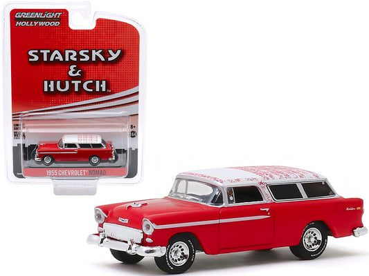 1955 chevrolet nomad red with white top "starsky and hutch" (1975-1979) tv series "hollywood special edition" 1/64 diecast model car