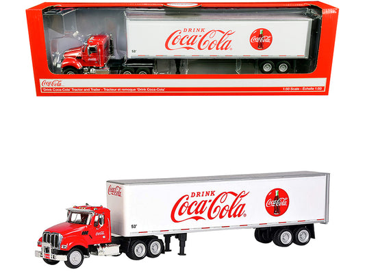 truck tractor with 53' trailer "drink coca-cola" red and white 1/50 diecast model