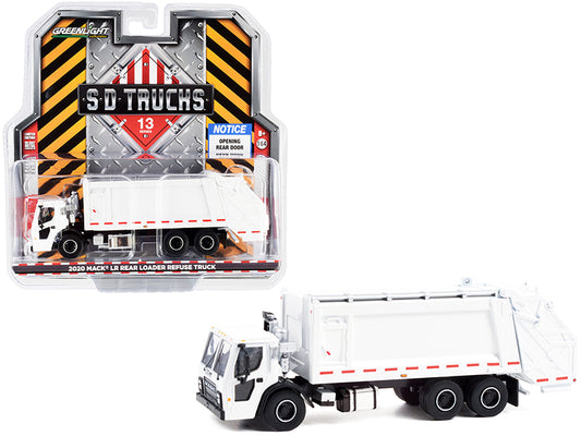 2020 mack lr rear loader refuse garbage truck white "s.d. trucks" series 13 1/64 diecast model