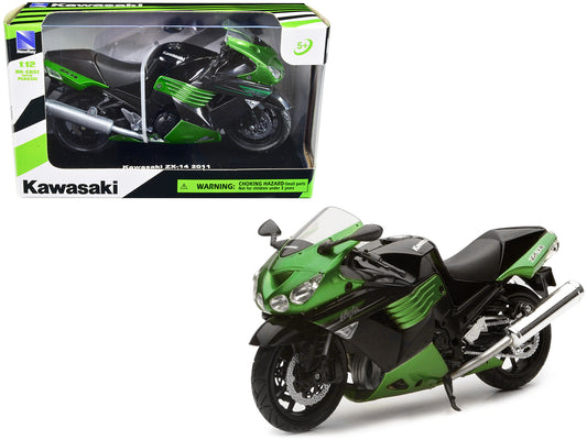 2011 kawasaki zx-14 ninja green motorcycle model 1/12