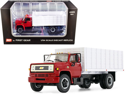chevrolet c65 grain truck red and white 1/64 diecast model