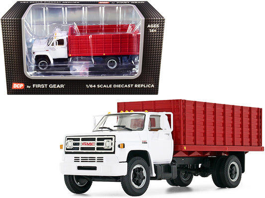 gmc 6500 grain truck white and red 1/64 diecast model