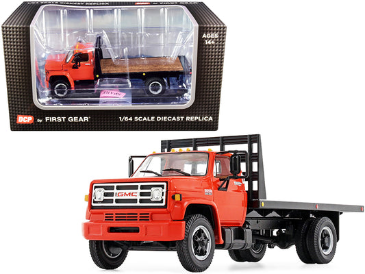 gmc 6500 flatbed truck orange 1/64 diecast model