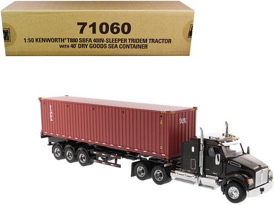  t880 sbfa 40 tridem truck tractor dry goods container tex 1/50 diecast model