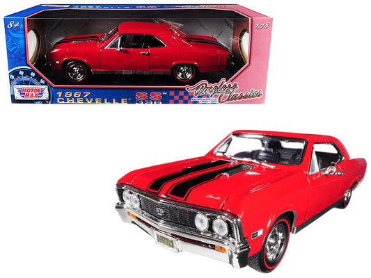 1967 chevrolet chevelle ss 396 red with black stripes 1/18 diecast model car