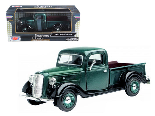 1937 ford pickup truck green and black 1/24 diecast model car