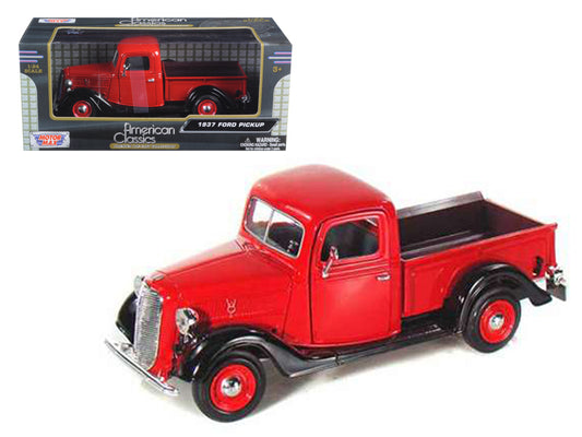 1937 ford pickup truck red and black 1/24 diecast model car