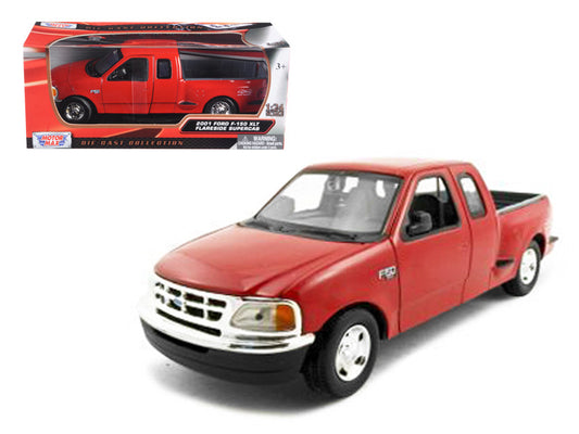 2001 ford f-150 xlt flareside supercab pickup truck red 1/24 diecast model car