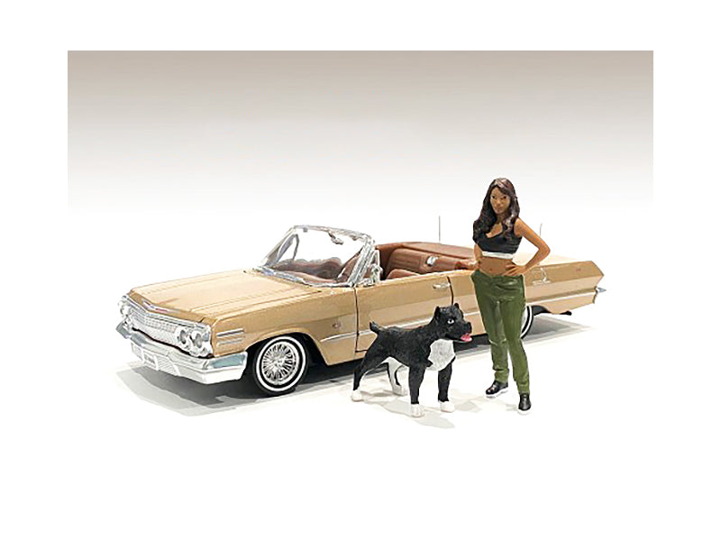 "lowriderz" figurine iv and a dog for 1/24 scale models