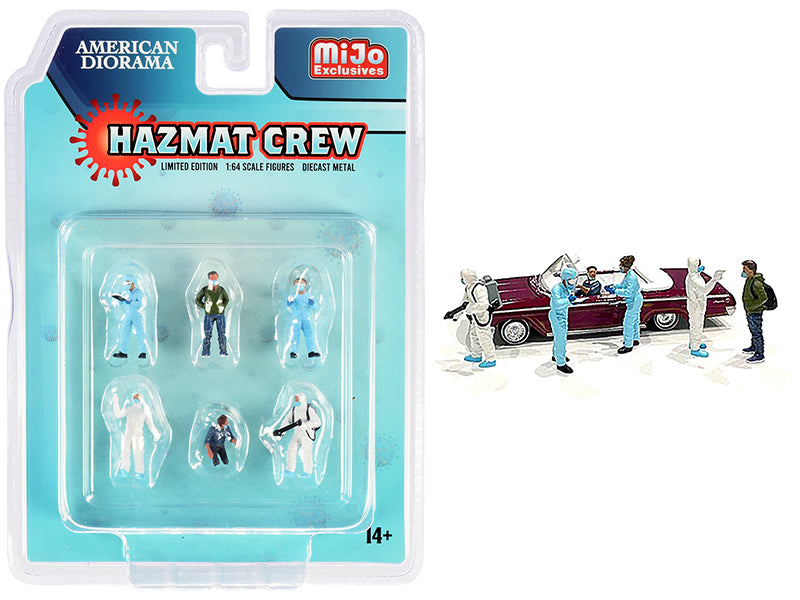 "hazmat crew" 6 piece diecast figurine set for 1/64 scale models