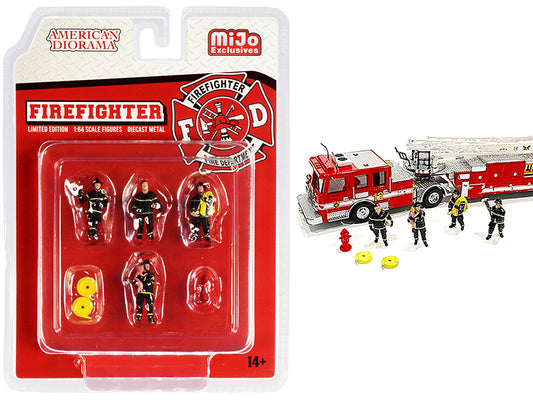 firefighter piece diecast set figurines and accessories for 1/64 scale models