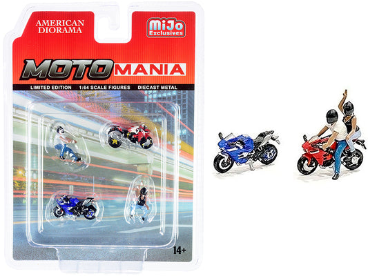 motomania piece diecast set figurines and motorcycles for 1/64 scale models