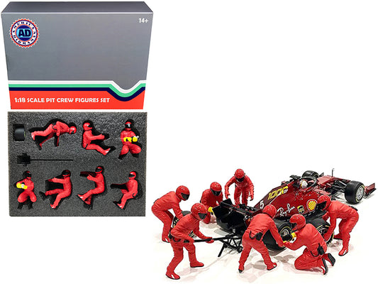formula one f1 pit crew 7 figurine set team red release ii for 1/18 scale models