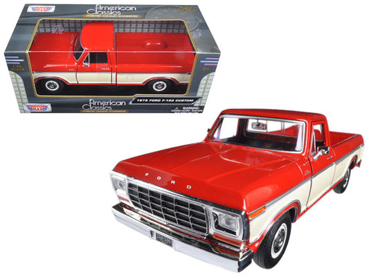 1979 ford f-150 pickup truck red and cream 1/24 diecast model car