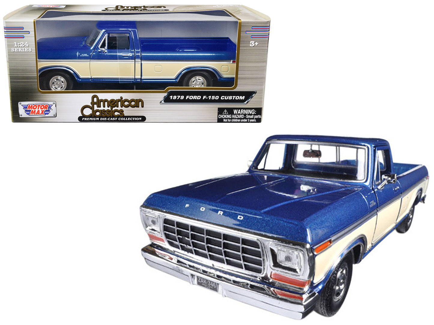 1979 ford f-150 pickup truck 2 tone blue/cream 1/24 diecast model car