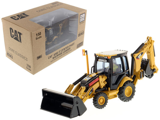 cat caterpillar 420e center pivot backhoe loader with working tools with operator \core classics series\" 1/50 diecast model