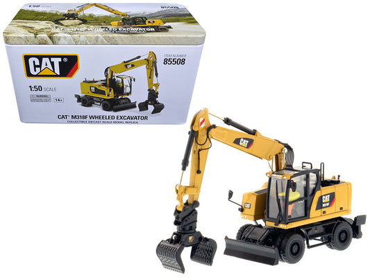 cat m318f wheeled excavator with operator high line series 1/50 diecast model