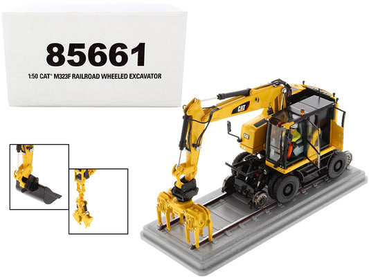 cat m323f railroad excavator work safety 1/50 diecast model