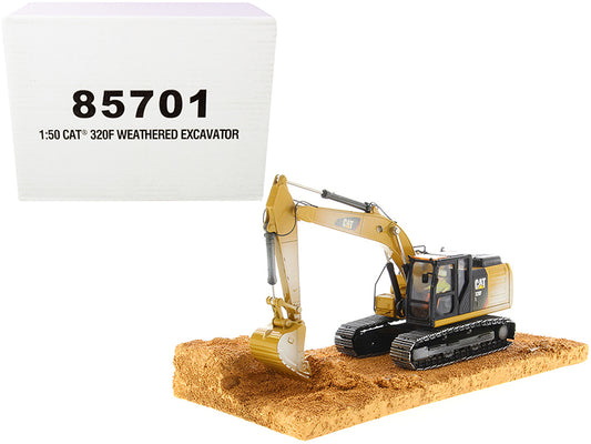 cat 320f weathered tracked excavator with operator series 1/50 diecast model