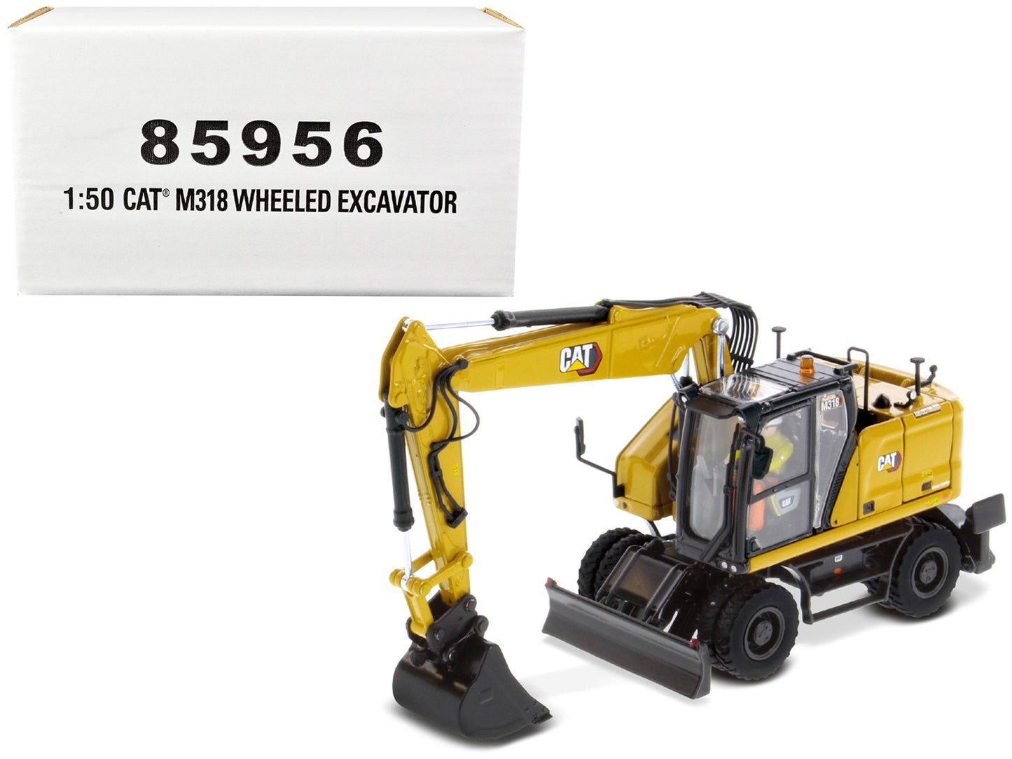 cat m318 wheeled excavator with operator high line series 1/50 diecast model