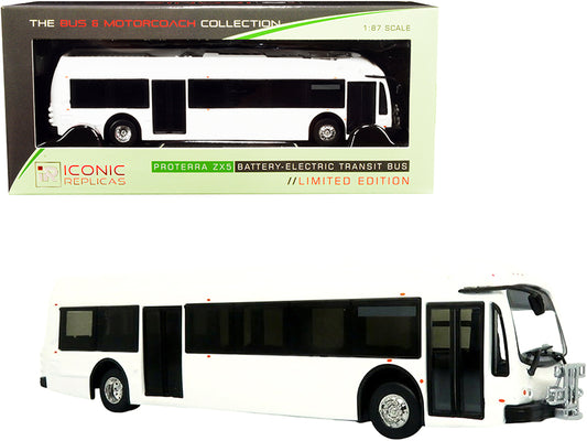 proterra zx5 battery-electric transit bus blank white "the bus & motorcoach collection" 1/87 (ho) diecast model