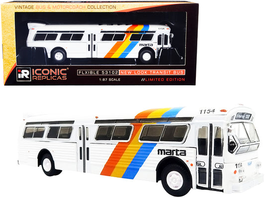 flxible 53102 transit bus #10 "peachtree st." marta atlanta (georgia) white with stripes "vintage bus & motorcoach collection" 1/87 (ho) diecast model