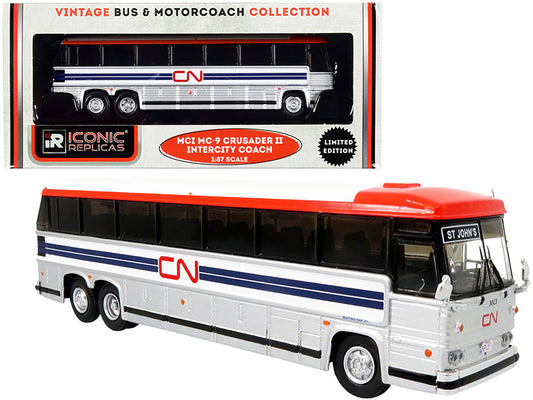1980 mci mc-9 crusader ii intercity coach bus "st. john's" "cn canadian national" "vintage bus & motorcoach collection" 1/87 (ho) diecast model