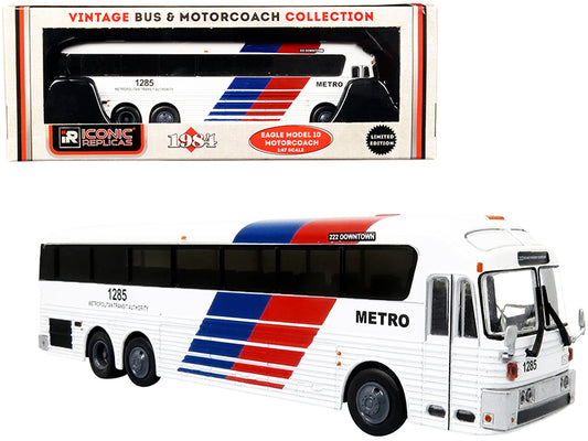 1984 eagle model 10 motorcoach bus #222 "grand parkway downtown" houston metropolitan transit authority (texas) "vintage bus & motorcoach collection" 1/87 (ho) diecast model