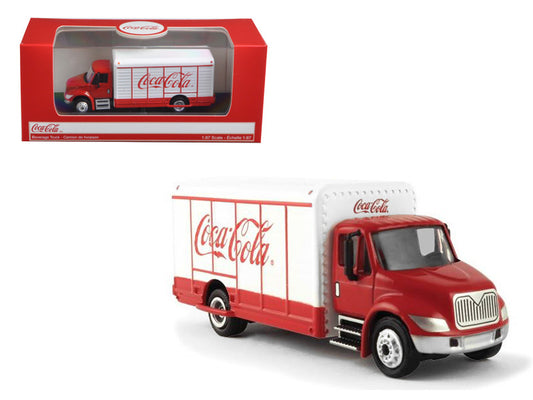 \coca-cola\" beverage truck red and white 1/87 diecast model
