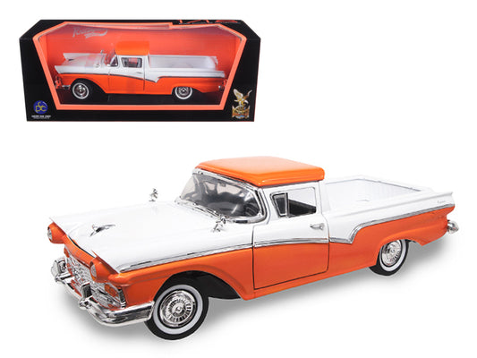 1957 ford ranchero pickup orange and white 1/18 diecast model car
