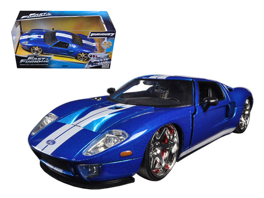 ford gt blue with white stripes "fast & furious 7" movie 1/24 diecast model car