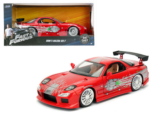 dom's mazda rx-7 red with graphics "fast & furious" movie 1/24 diecast model car