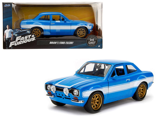 1970 brians ford escort with stripes fast furious movie 1/24 diecast model car