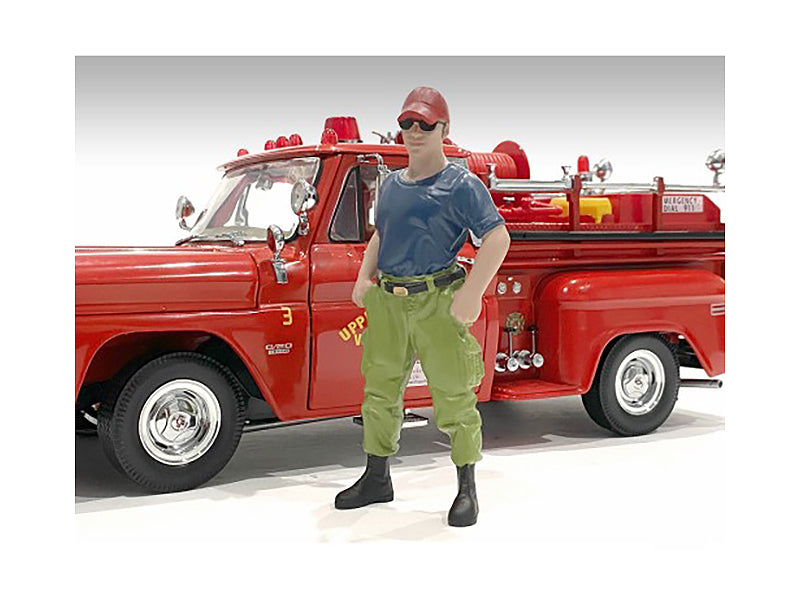 firefighters 6 piece figure set 4 males 1 dog 1 accessory for 1/18 scale models