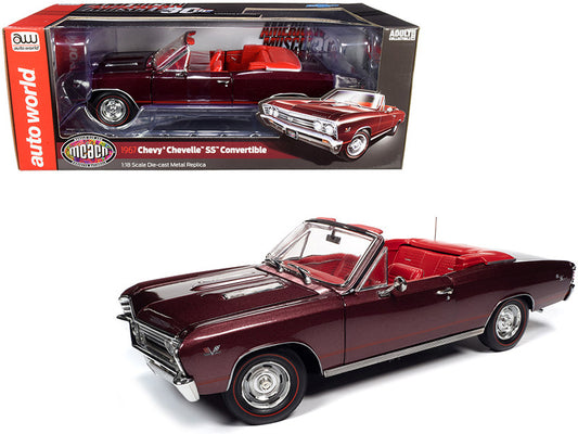 1967 chevrolet chevelle ss 396 convertible madiera maroon metallic with red interior \muscle car & corvette nationals\" (mcacn) 1/18 diecast model car