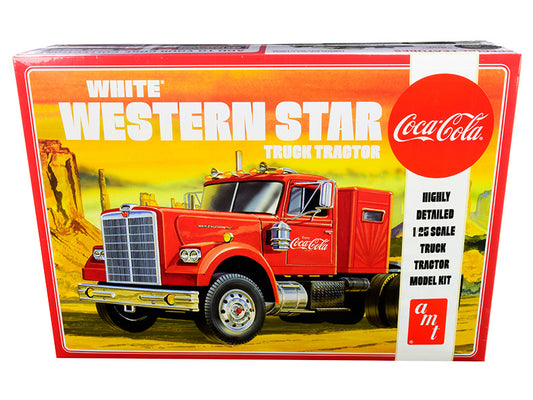 skill 3 model kit white western star semi truck tractor \coca-cola\" 1/25 scale model