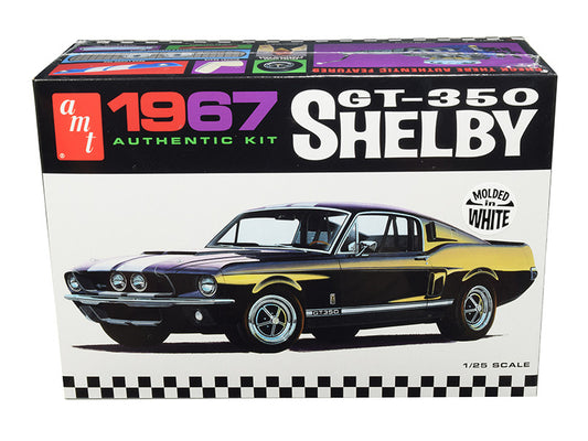 skill 2 model kit 1967 ford mustang shelby gt350 white 1/25 scale model