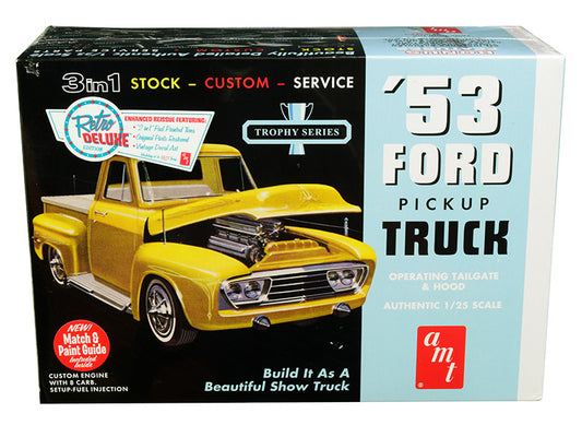 skill 2 model kit 1953 ford pickup truck \trophy series\" 3 in 1 kit 1/25 scale model